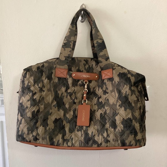 NWT Joan & David Bag Quilted Camo Nylon Duffle Bag Travel Overnight with Pouch - Picture 2 of 4